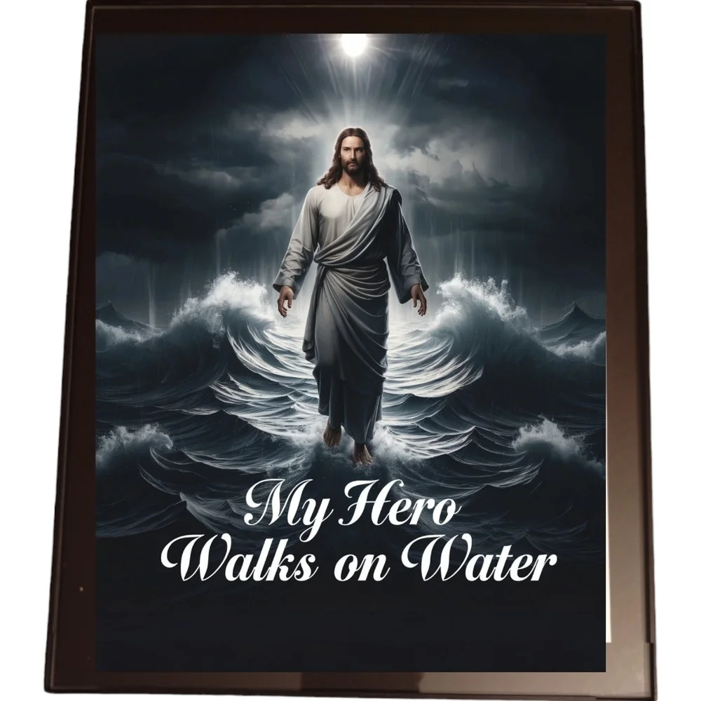 Jesus Walks On Water In A Glass Front Frame 8x10 Picture AI wall art